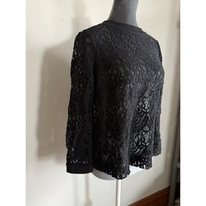 Black Lace Open Back Front Cardigan, Whimsigoth Fairy Victorian Goth Top Witchy